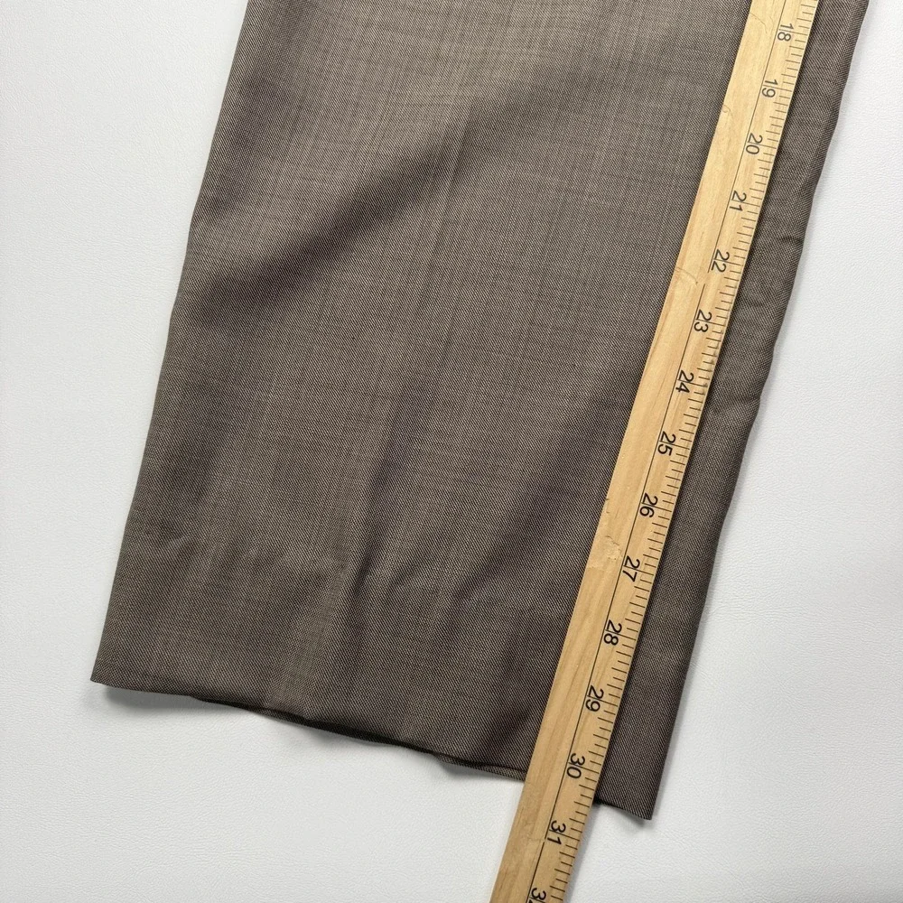 Zanella Devon Dress Pants Mens 40x30 Brown Wool Flat Front Classic Italy